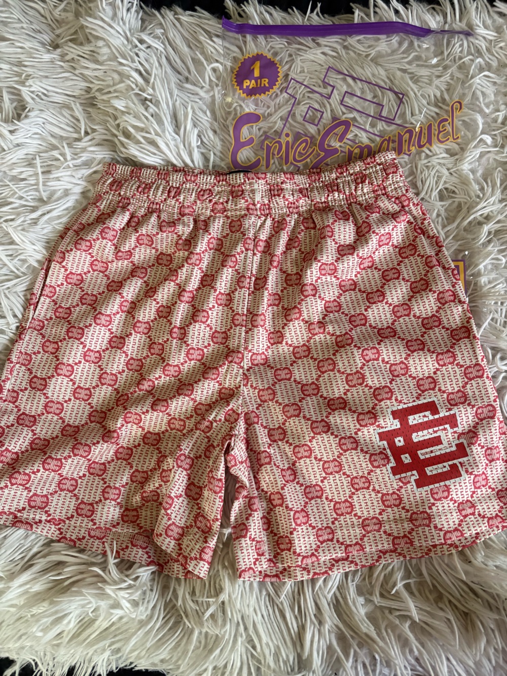 Cream & Red Eric Emmanuel shorts